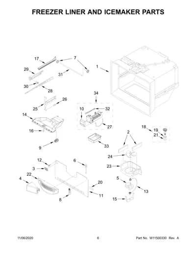 FREEZER LINER AND ICEMAKER PARTS