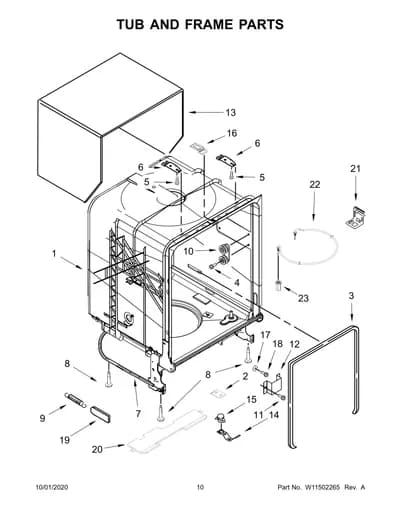 TUB AND FRAME PARTS