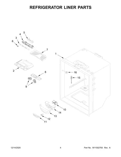 REFRIGERATOR LINER PARTS