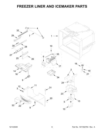 FREEZER LINER AND ICEMAKER PARTS