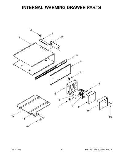 INTERNAL WARMING DRAWER PARTS