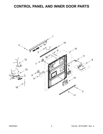 CONTROL PANEL AND INNER DOOR PARTS