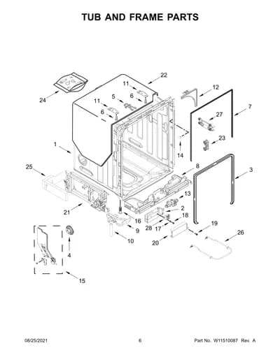 TUB AND FRAME PARTS