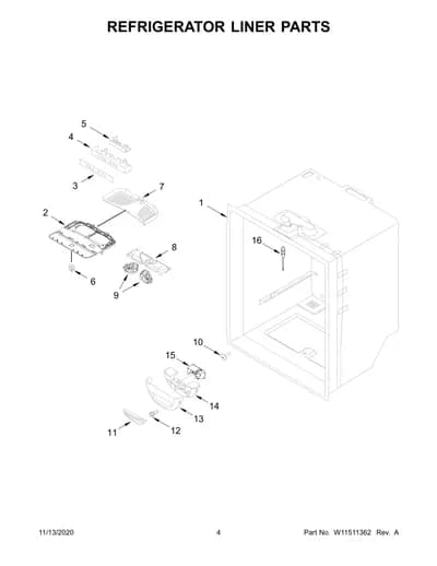 REFRIGERATOR LINER PARTS