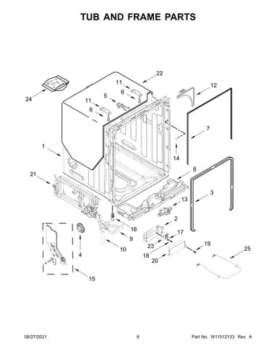 TUB AND FRAME PARTS