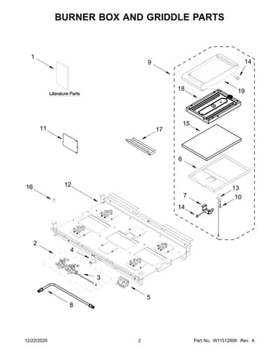 BURNER BOX AND GRIDDLE PARTS
