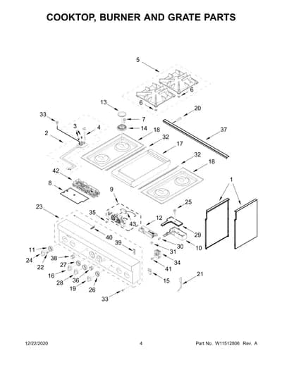 COOKTOP, BURNER AND GRATE PARTS