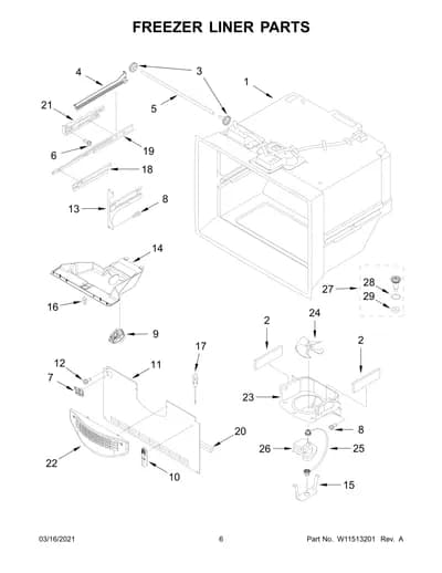 FREEZER LINER PARTS