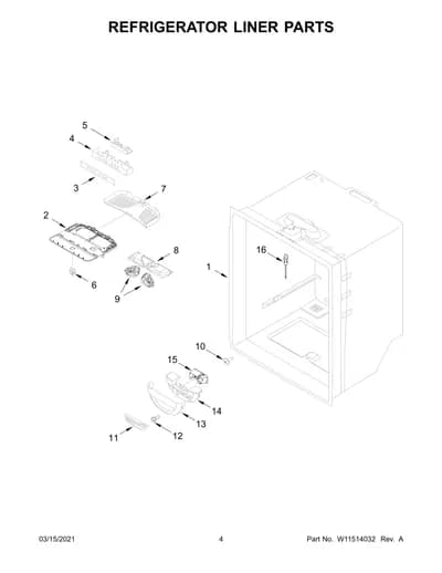 REFRIGERATOR LINER PARTS