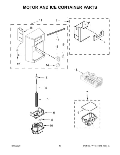 MOTOR AND ICE CONTAINER PARTS