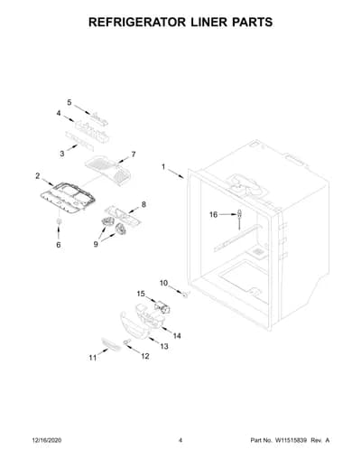 REFRIGERATOR LINER PARTS
