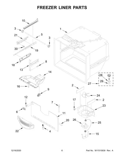 FREEZER LINER PARTS