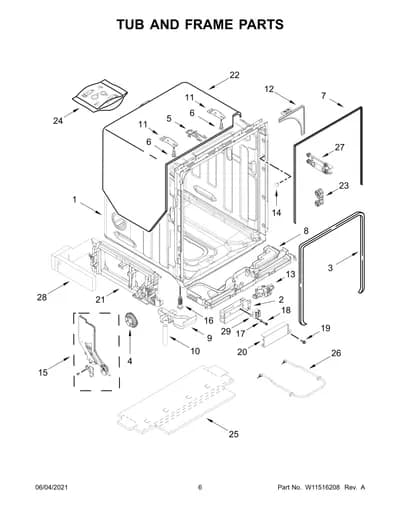 TUB AND FRAME PARTS