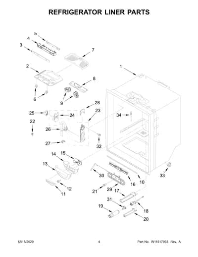REFRIGERATOR LINER PARTS