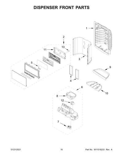 DISPENSER FRONT PARTS