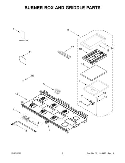 BURNER BOX AND GRIDDLE PARTS