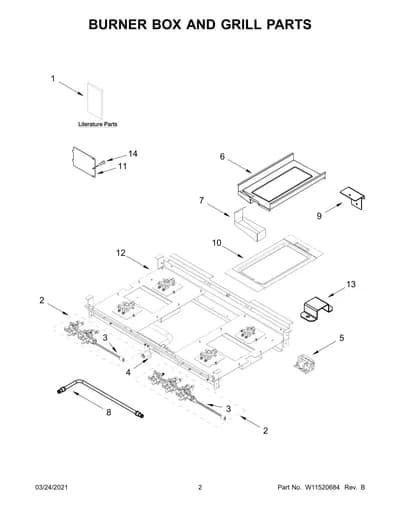 BURNER BOX AND GRILL PARTS