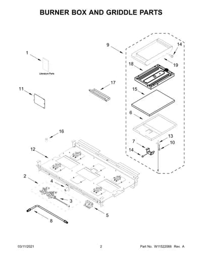 BURNER BOX AND GRIDDLE PARTS
