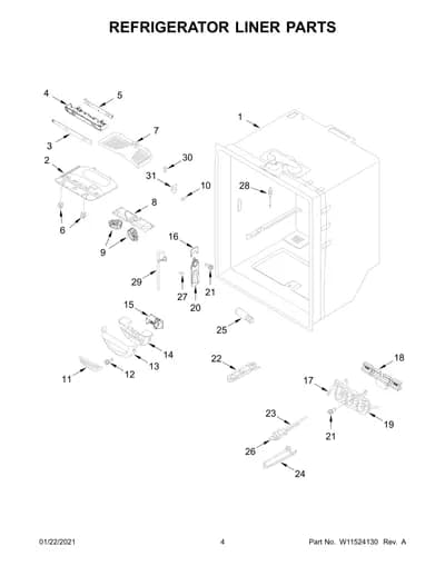 REFRIGERATOR LINER PARTS