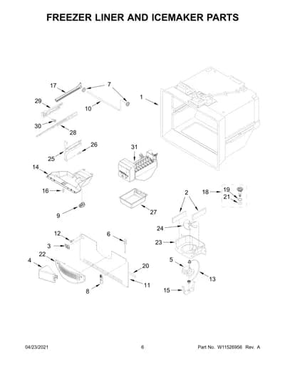 FREEZER LINER AND ICEMAKER PARTS