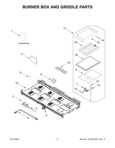 BURNER BOX AND GRIDDLE PARTS