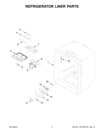 REFRIGERATOR LINER PARTS