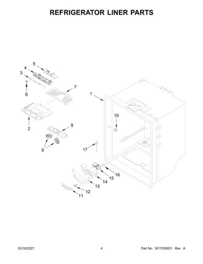 REFRIGERATOR LINER PARTS