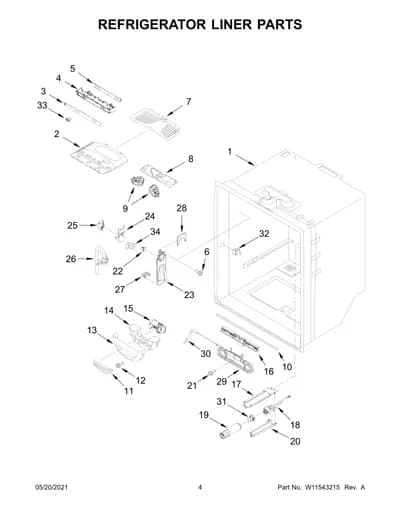 REFRIGERATOR LINER PARTS