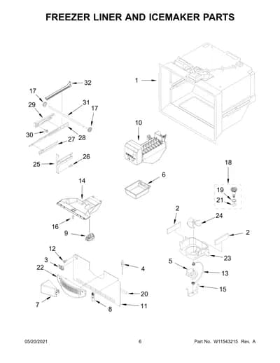 FREEZER LINER AND ICEMAKER PARTS