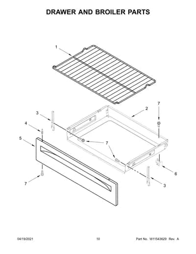 DRAWER AND BROILER PARTS