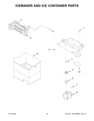 ICEMAKER AND ICE CONTAINER PARTS