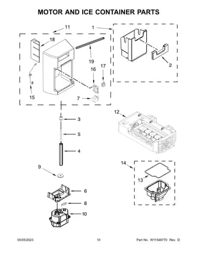 MOTOR AND ICE CONTAINER PARTS