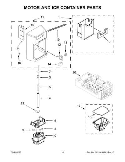 MOTOR AND ICE CONTAINER PARTS