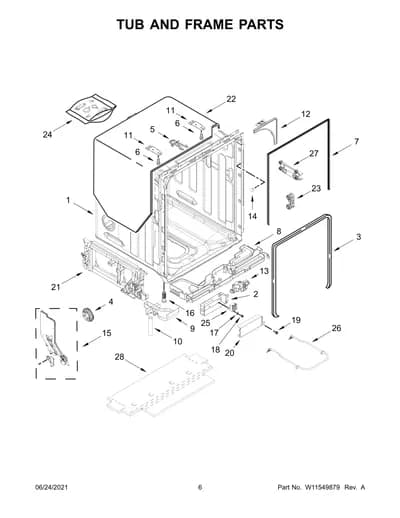 TUB AND FRAME PARTS