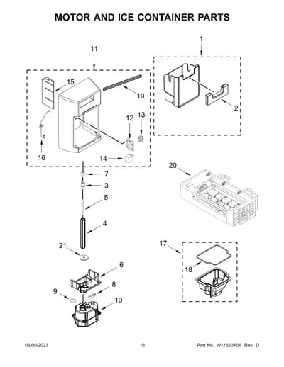MOTOR AND ICE CONTAINER PARTS