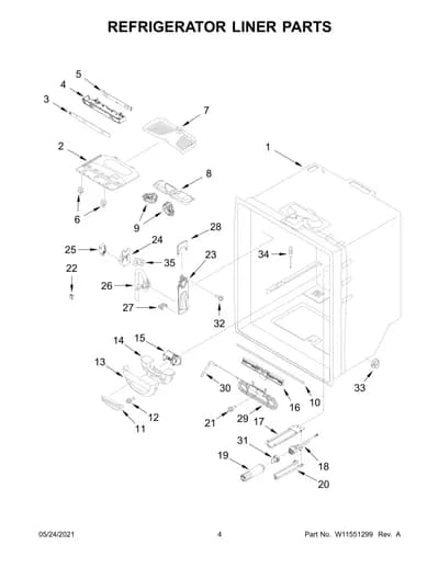 REFRIGERATOR LINER PARTS