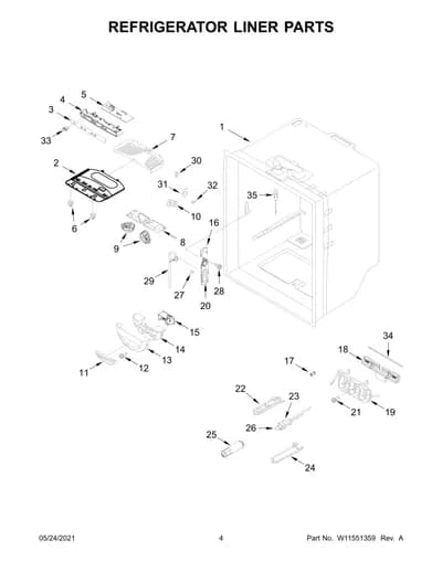 REFRIGERATOR LINER PARTS