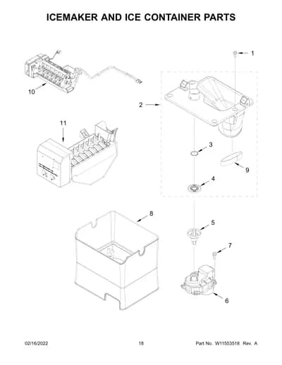 ICEMAKER AND ICE CONTAINER PARTS
