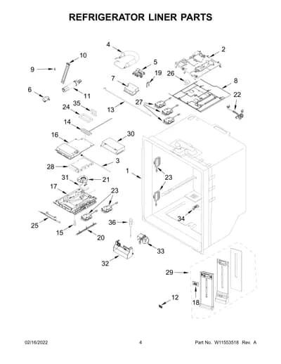 REFRIGERATOR LINER PARTS