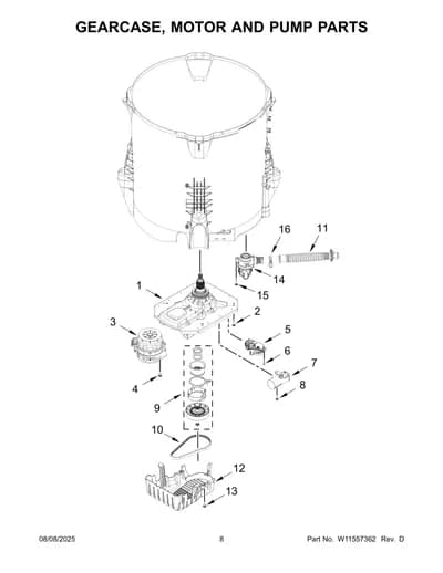 GEARCASE, MOTOR AND PUMP PARTS