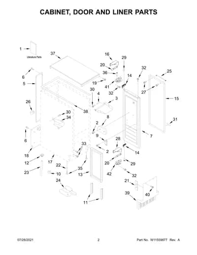 CABINET, DOOR AND LINER PARTS