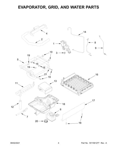 EVAPORATOR, GRID, AND WATER PARTS