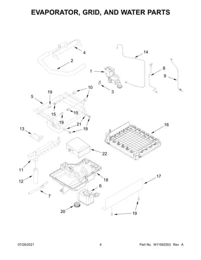 EVAPORATOR, GRID, AND WATER PARTS
