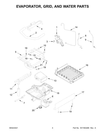 EVAPORATOR, GRID, AND WATER PARTS