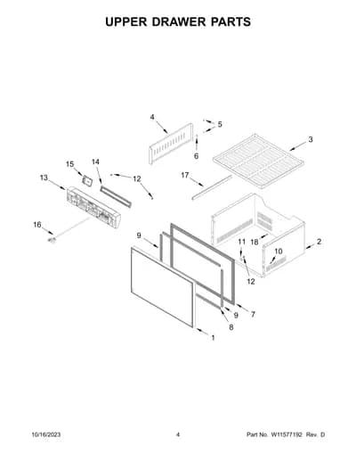 UPPER DRAWER PARTS