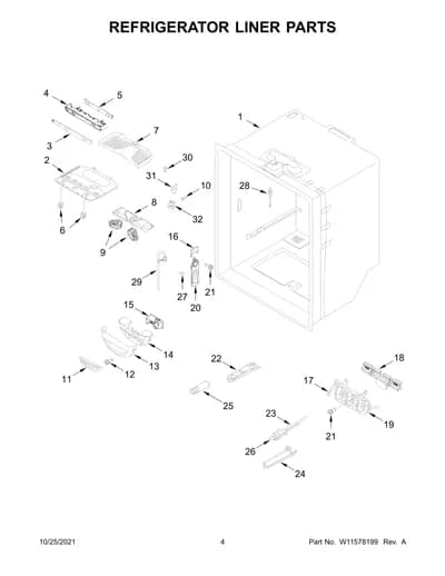 REFRIGERATOR LINER PARTS