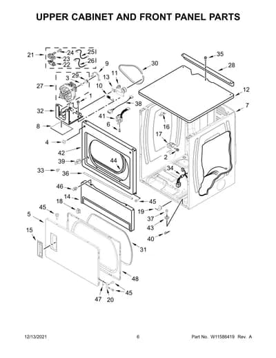 UPPER CABINET AND FRONT PANEL PARTS