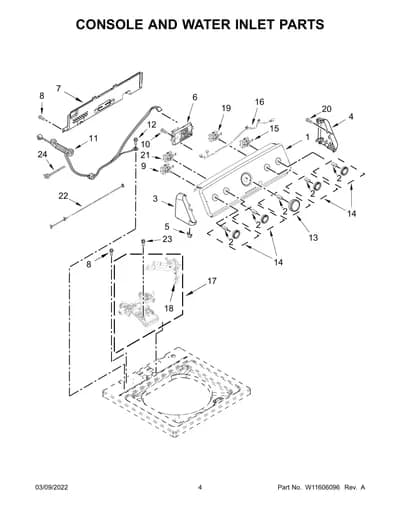 CONSOLE AND WATER INLET PARTS