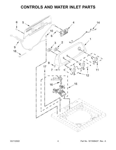CONTROLS AND WATER INLET PARTS