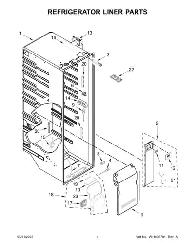 REFRIGERATOR LINER PARTS